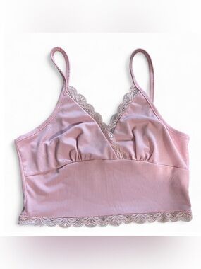 Unbranded Pink Ribbed Lace Bralette